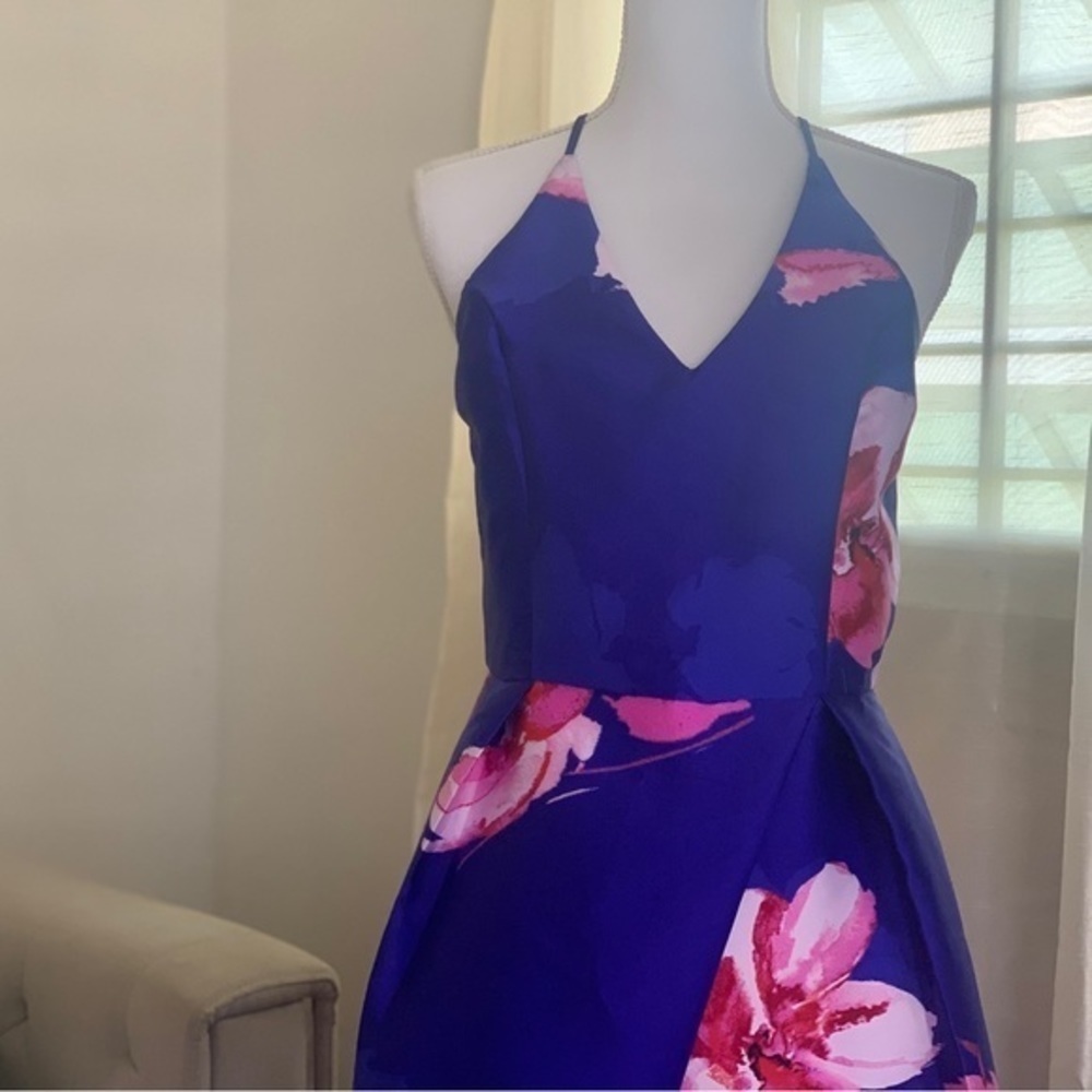 BLUE PINK FLORAL PROM DRESS - Picture 2 of 7